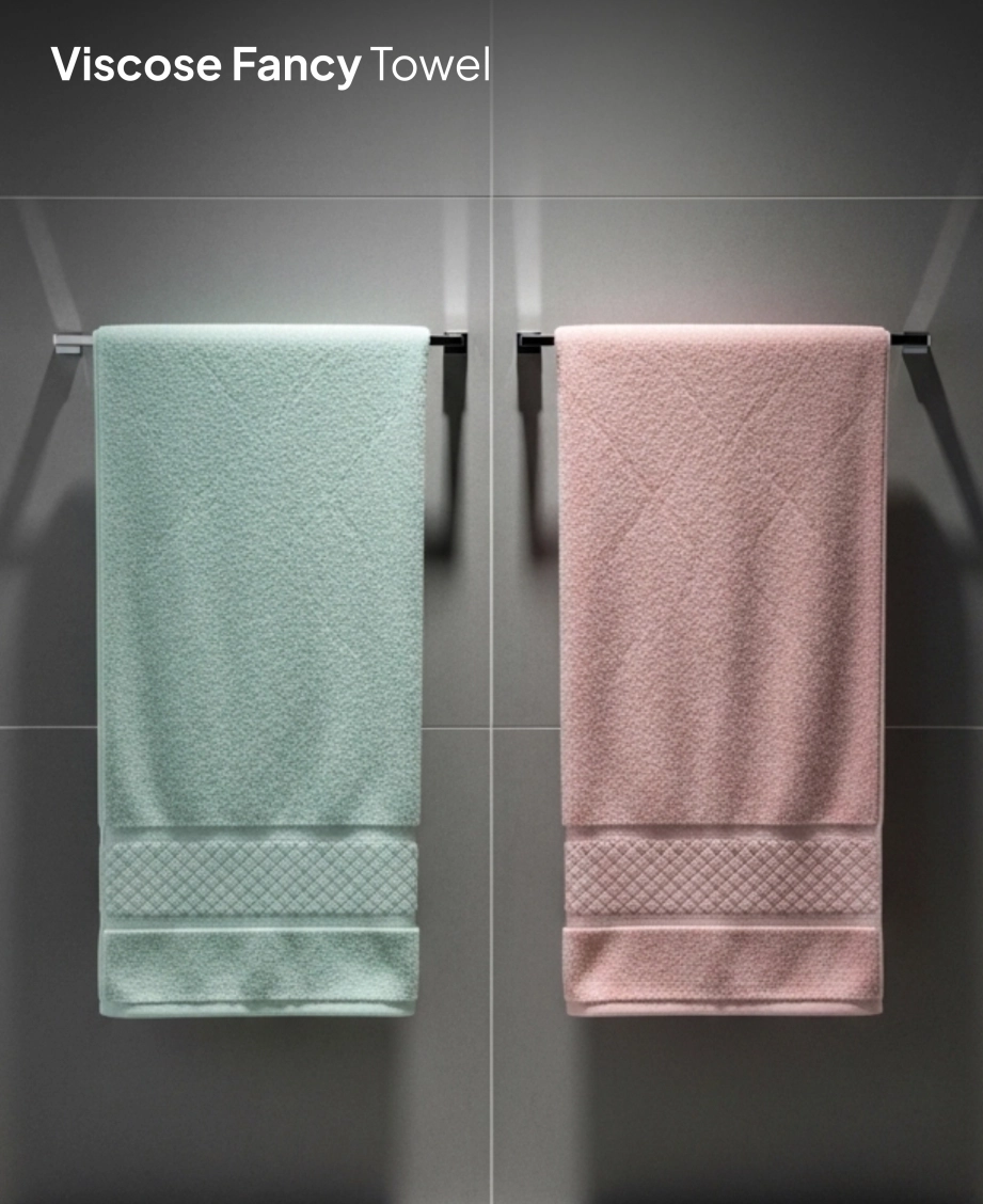 Mint and rose towel on silver bars